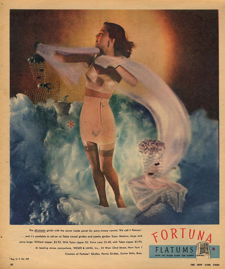 The all-elastic girdle with tummy control panel inside Fortuna Flatums ad  1948