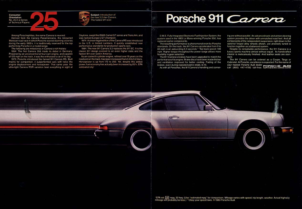 Image for Consumer Orientation #25 Porsche 911 Carrera 3.2 liter ad 1984 NY
