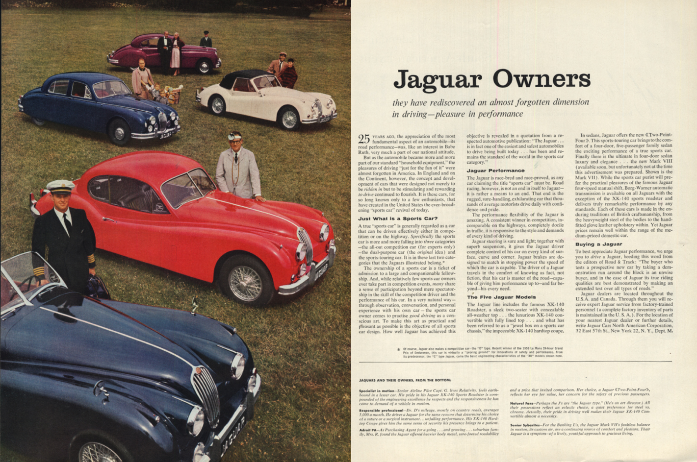 Image for A forgotten dimension pleasure in performance Jaguar XK-140 2.4 Mark VII ad 1957