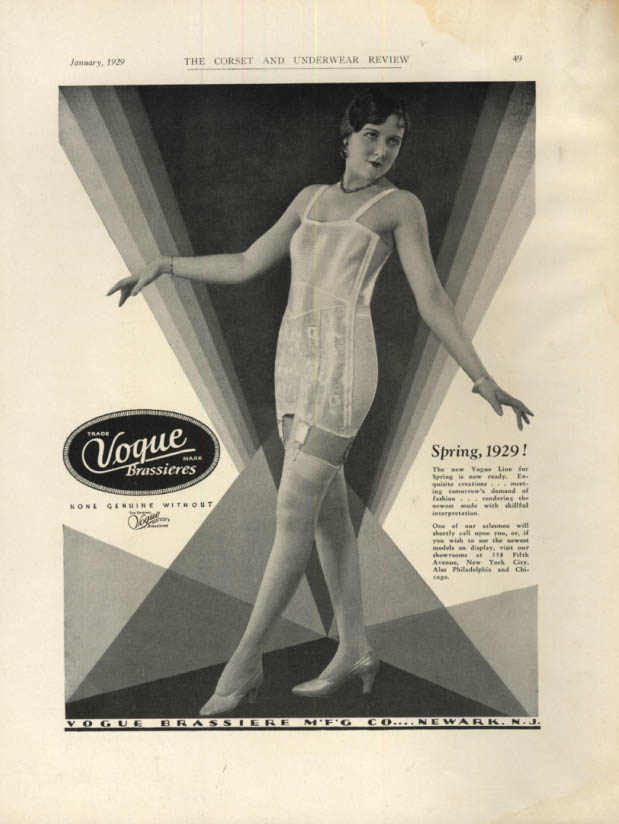 Spring line is now ready! Vogue Brassieres bra / girdle ad 1929