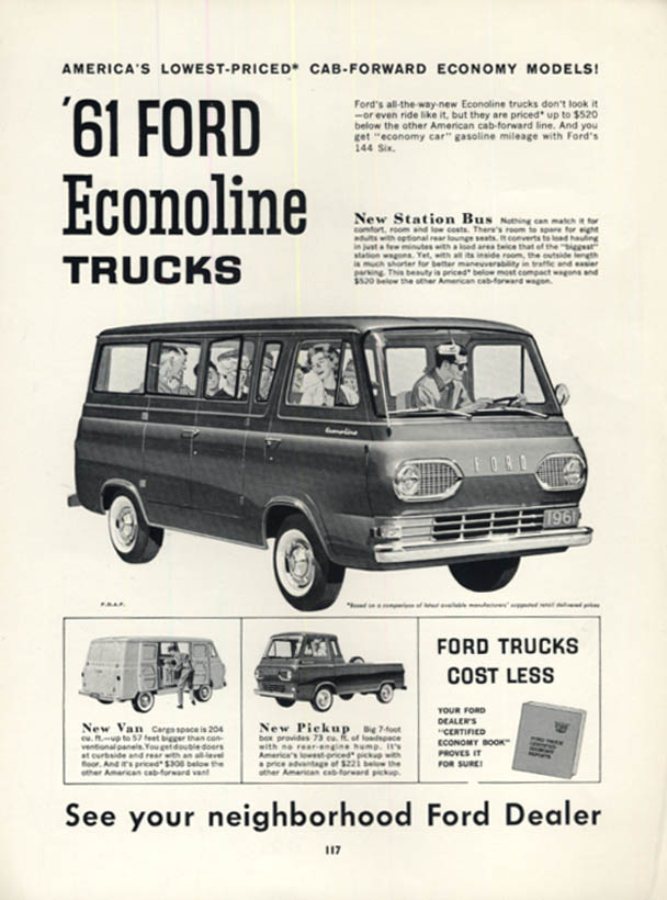 Image for America's lowest-priced Cab-Forward Models Ford Econoline ad 1961