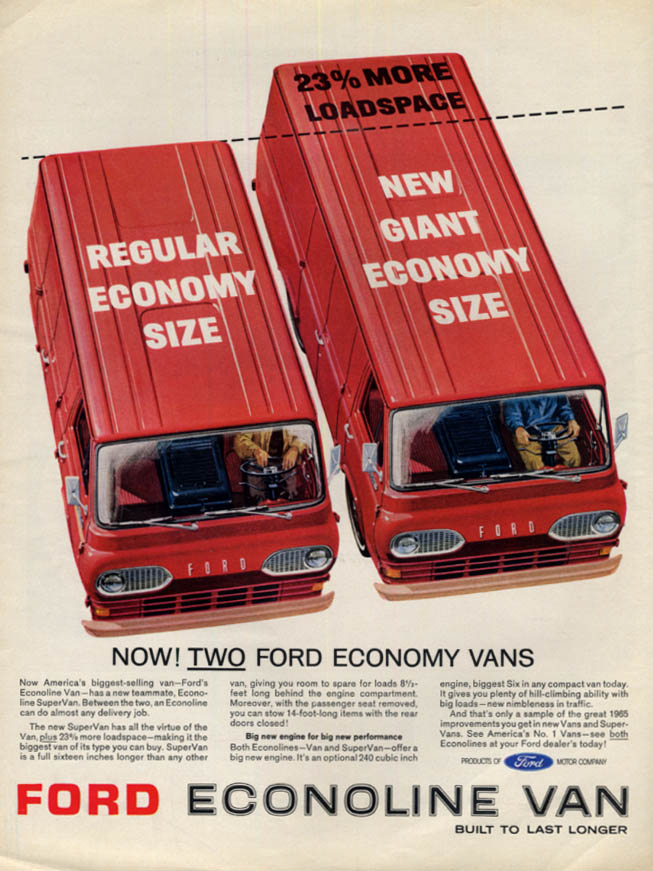 Image for 23% Mode Loadspace Ford Econoline & Giant Economy Size ad 1965