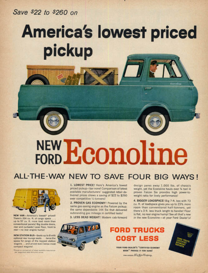 Image for America's lowest priced pickup Ford Econoline Pickup ad 1961