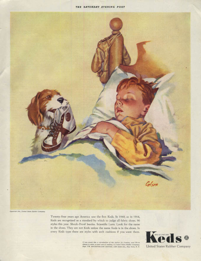 Image for 24 years ago America saw the first Keds ad 1940 sleeping baseball kid & his dog