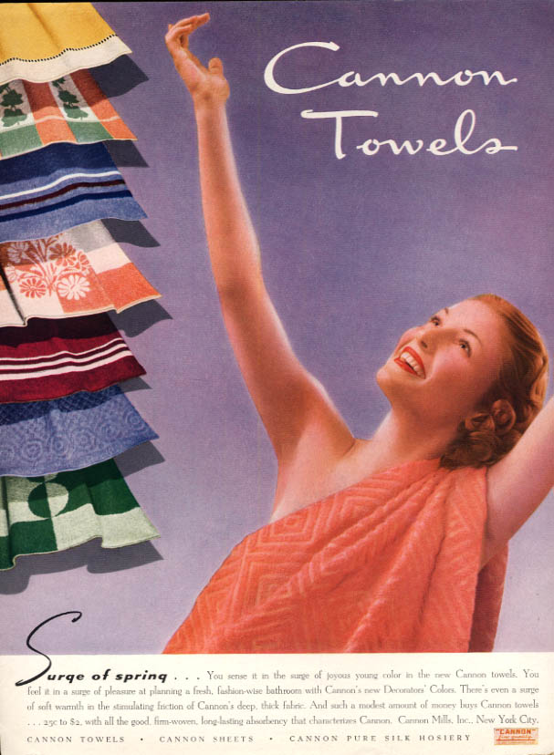Surge of Spring - Cannon Towels ad 1939 towel nude Vog