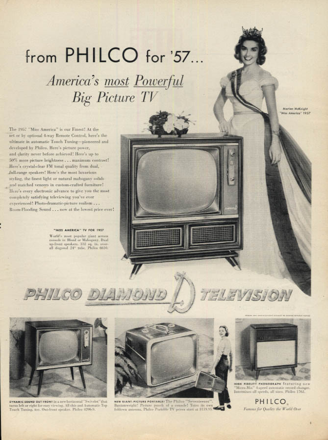 Image for 1957 Miss America Marian McKnight for Philco Television ad 1957 L