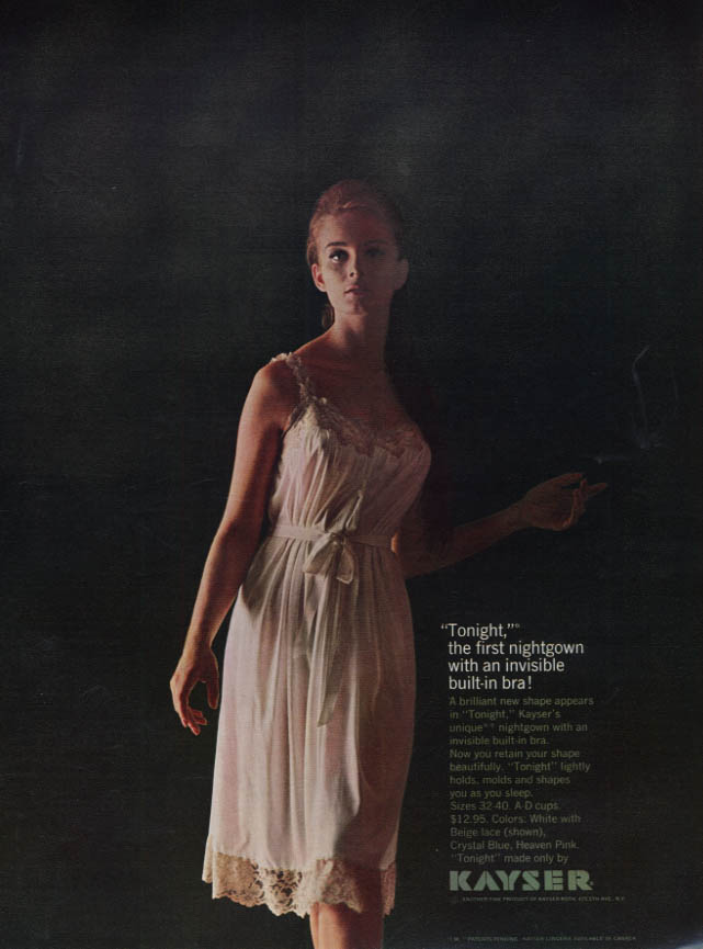 Tonight the first nightgown with an invisible built-in bra Kayser ad 1962  McC