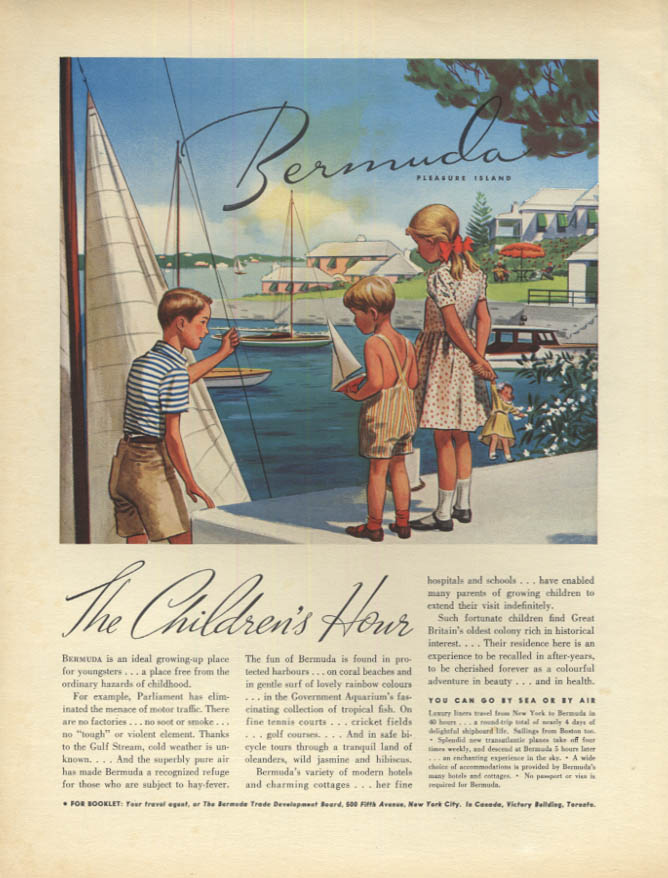 Image for The Children's Hour - Bermuda Trade Development Tourist ad 1938 F
