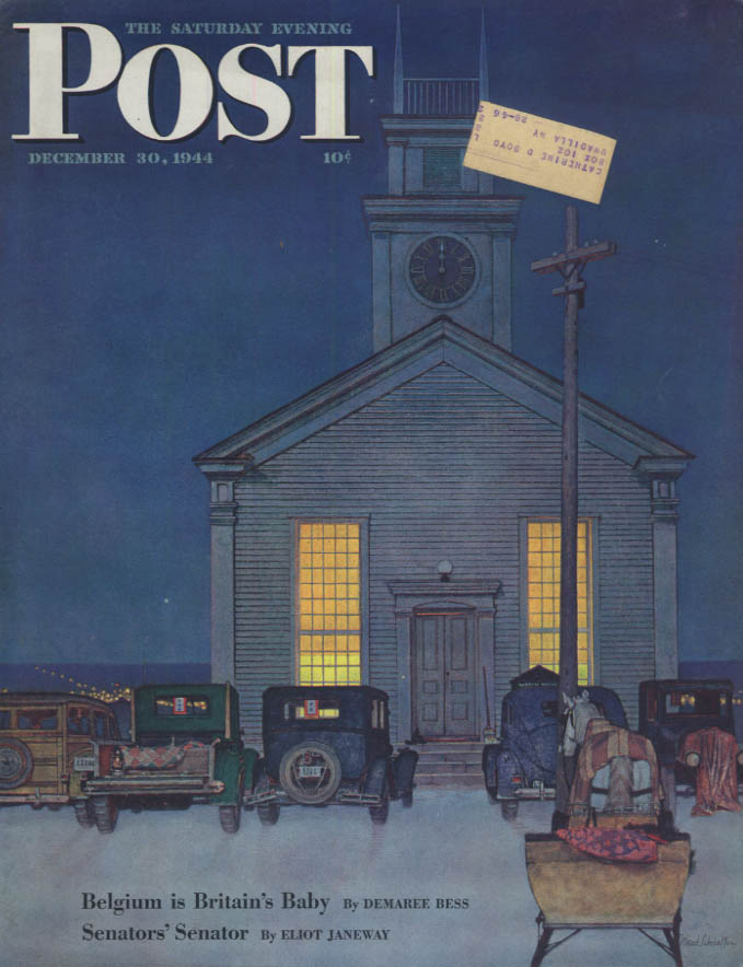 Image for SATURDAY EVENING POST COVER 12/30 1944 Evening church service by Schaeffer