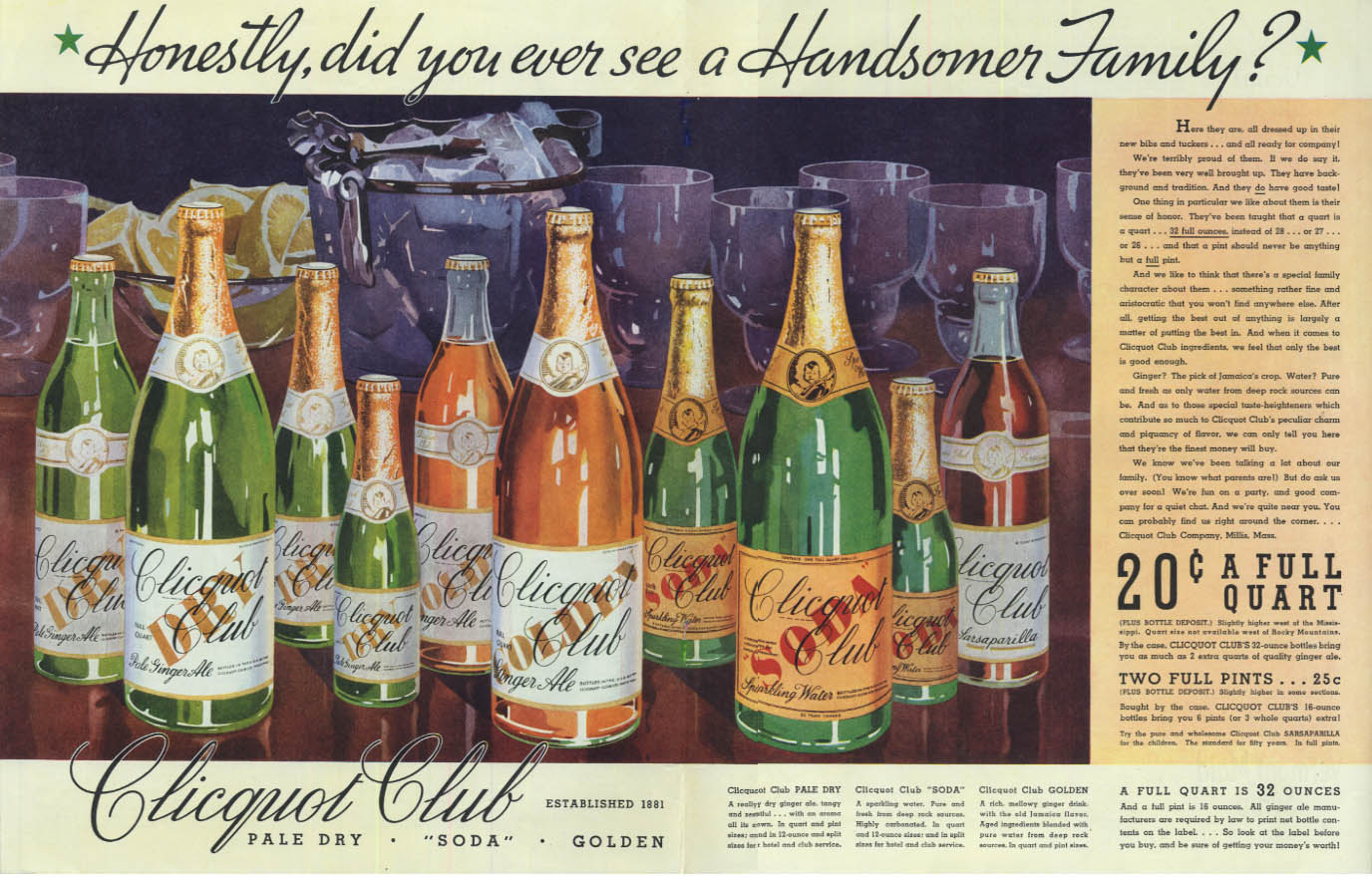 Image for Did you ever see a Handsomer Family? Cliquot Club Beverages ad 1934 SEP