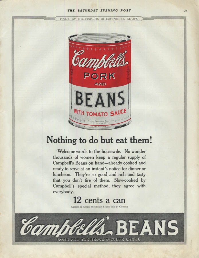 Image for Nothing to do but eat them! Campbell's Pork & Beans ad 1922 SEP