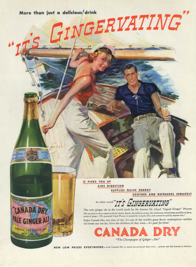 Image for It's Gingervating - Canada Dry Ginger Ale ad 1937 man & woman sailing L