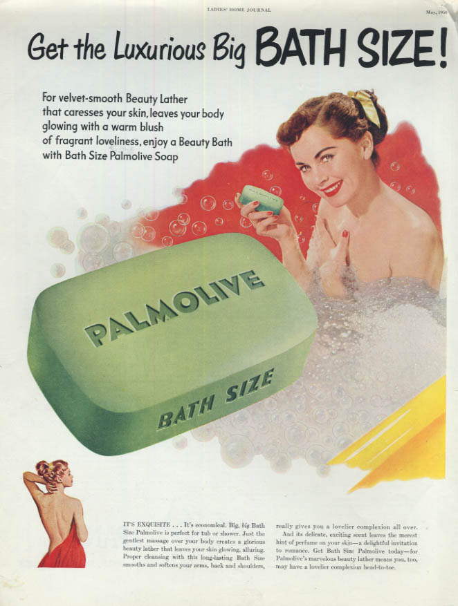 Get The Luxurious Big Bath Size Palmolive Soap Ad 1950 Nude In Tub