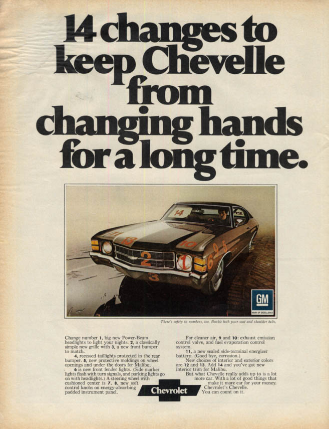 Image for 14 changes keep Chevelle from changing hands for a long time ad 1971 LK
