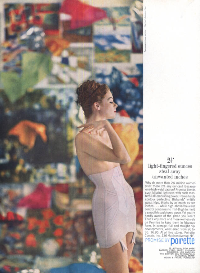Image for 2 1/2 light-fingered ounces steal inches Poirette Promice Girdle ad 1960 Vog