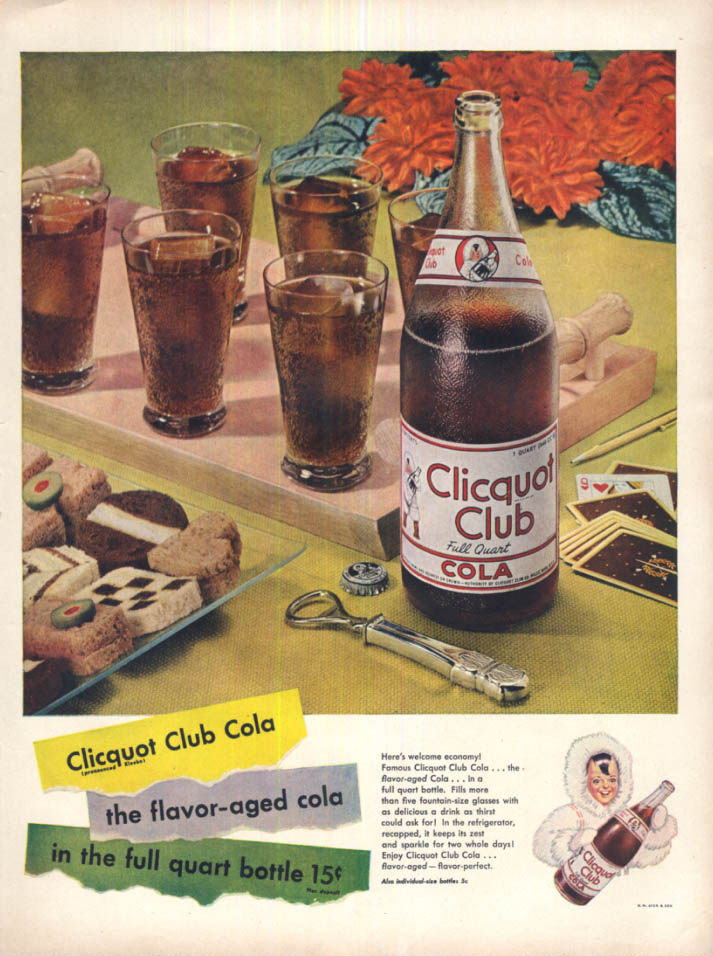 Image for Flavor-aged cola in the full quart bottle Cliquot Club Cola ad 1948 L