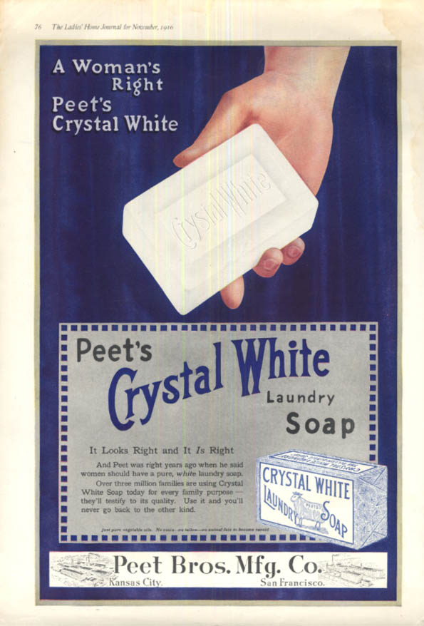 Image for A Woman's Right - Peet's Crystal White Laundry Soap ad 1916