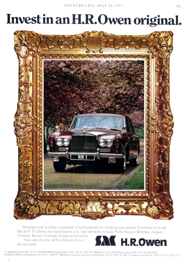 Image for Invest in an H R Owen original: Rolls-Royce sedan ad 1973