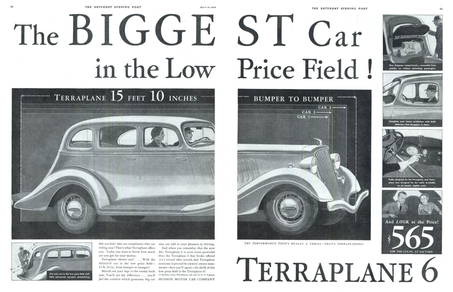 Image for Biggest Car in the Low Price Field! Terraplane 6 by Hudson ad 1934 SEP