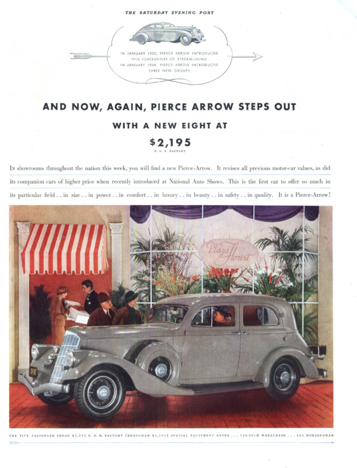 Image for And Now Again Pierce Arrow Steps Out 5-passenger Sedan ad 1934 SEP