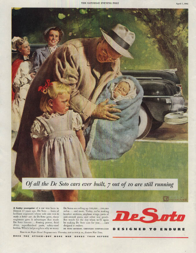 Image for A husky youngster of a car De Soto ad 1942 new baby comes home SEP 1945