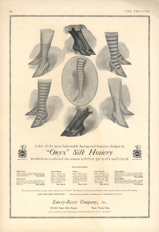 Image for A few most fashionable Spring & Summer designs: Onyx Silk Hosiery ad 1916