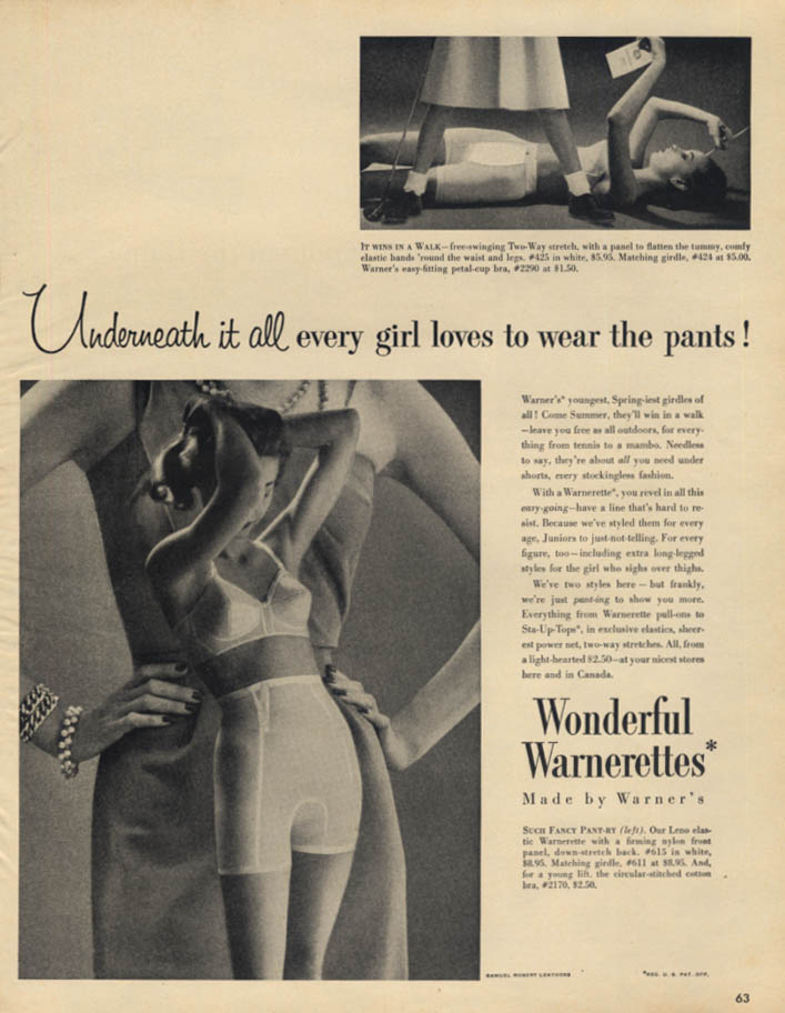 Vintage Lingerie Advertisement for 1949 Warner's 3-way-sized Bra -   Canada