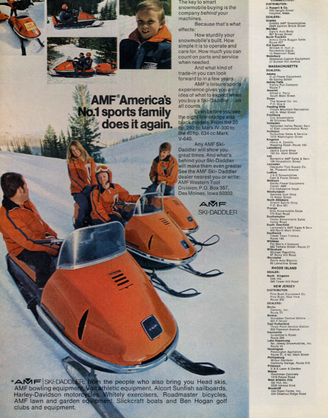 Image for AMF America's No. 1 Sports Family Ski-Daddler Snowmobile ad 1971 L