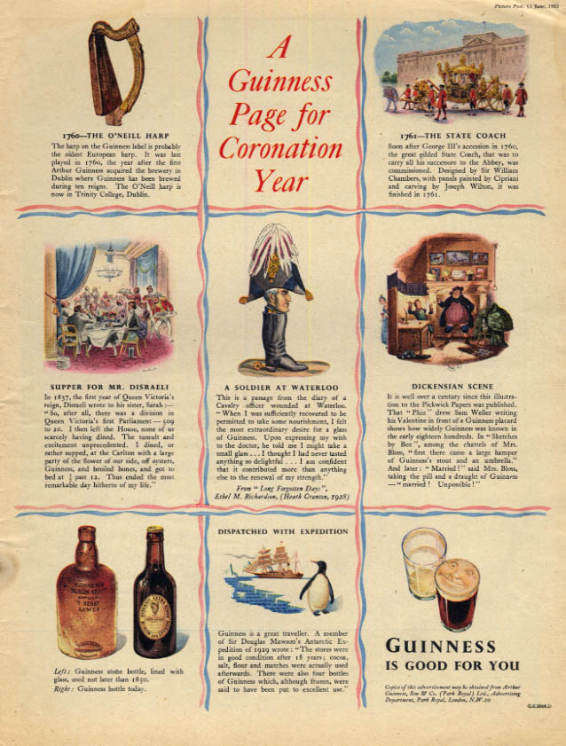 Image for A Guinness Beer Page for the Coronation Year ad 1953