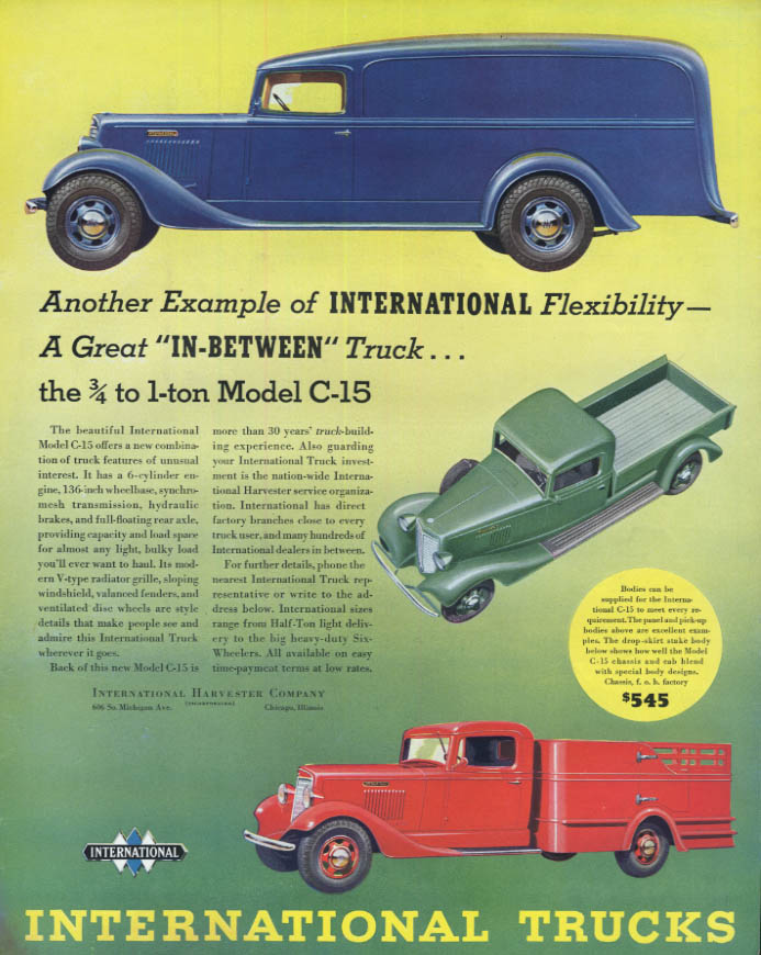 Image for A Great In-Between Truck - The 3/4 to 1-ton International Model C-15 ad 1937