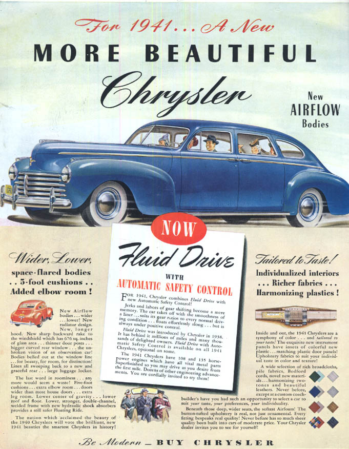 Image for A New More Beautiful Chrysler 4-door sedan ad 1941 SEP