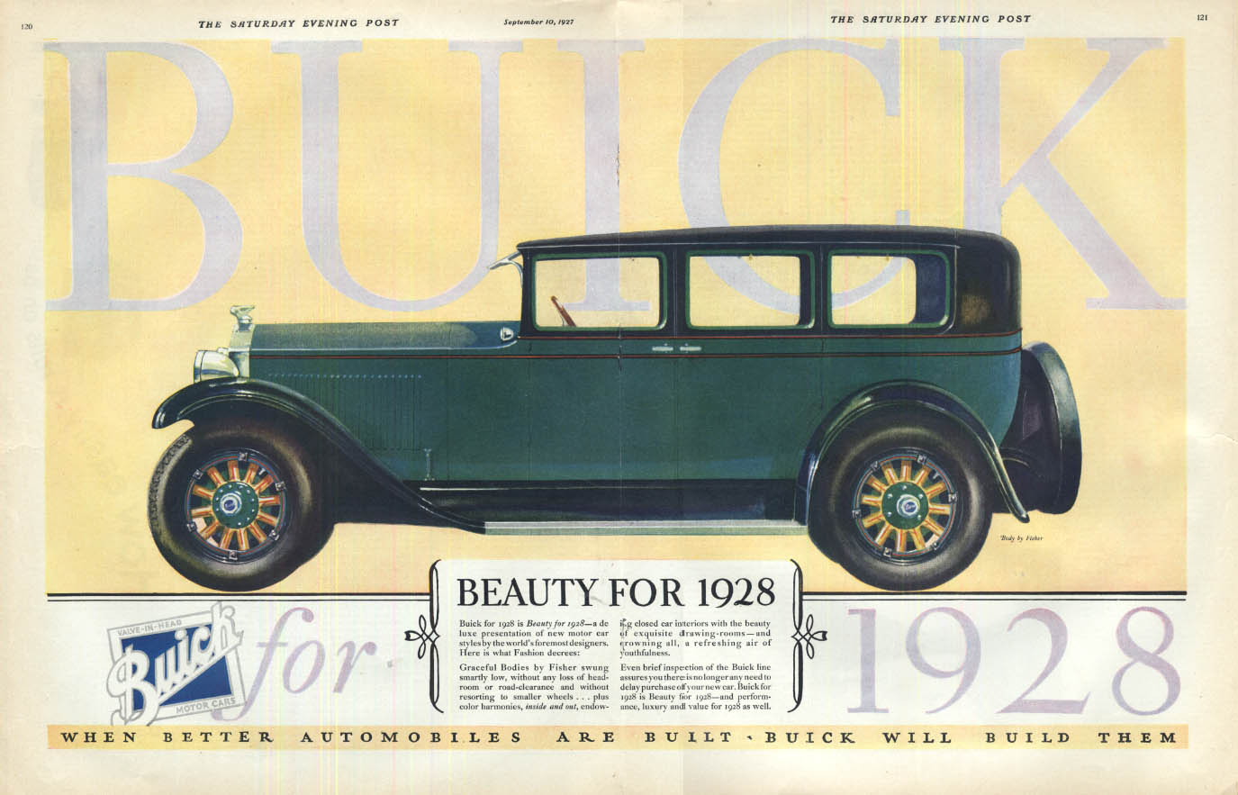 Image for A de luxe presentation of a new motor car Buick 4-door Sedan ad 1928 SEP