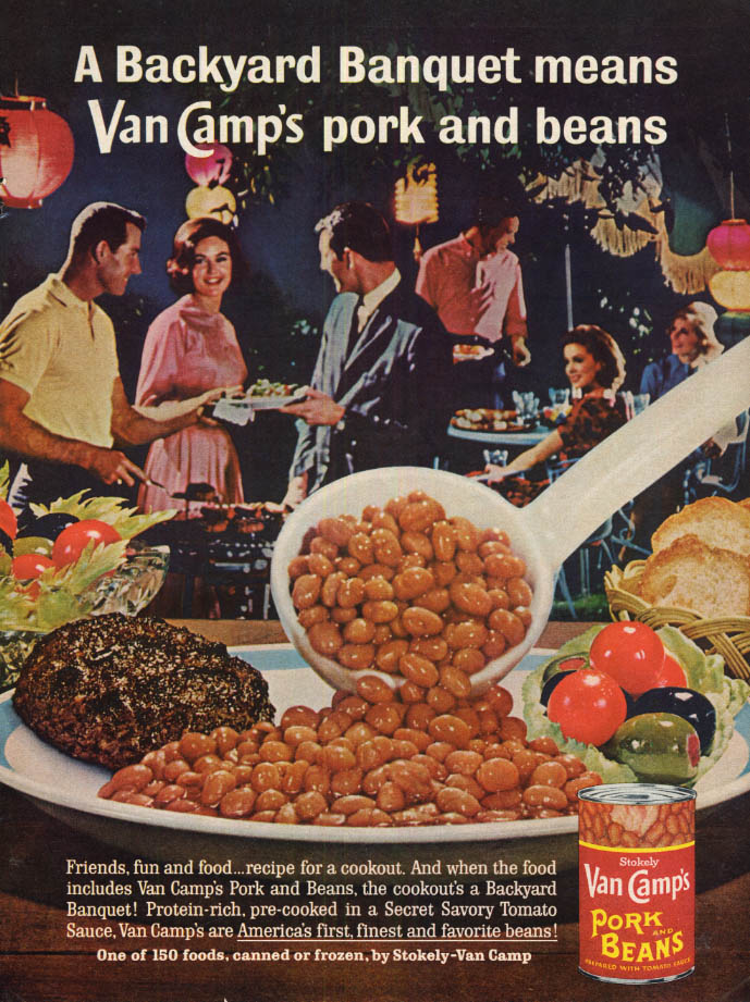 Image for A Backyard Banquet means Van Camp's pork & beans ad 1963 EB