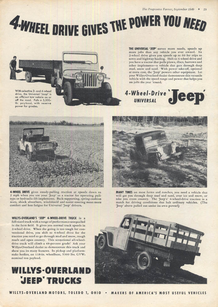 Image for 4-Wheel Drive Gives the Power You Need Jeep Universal & Truck ad 1949 PF