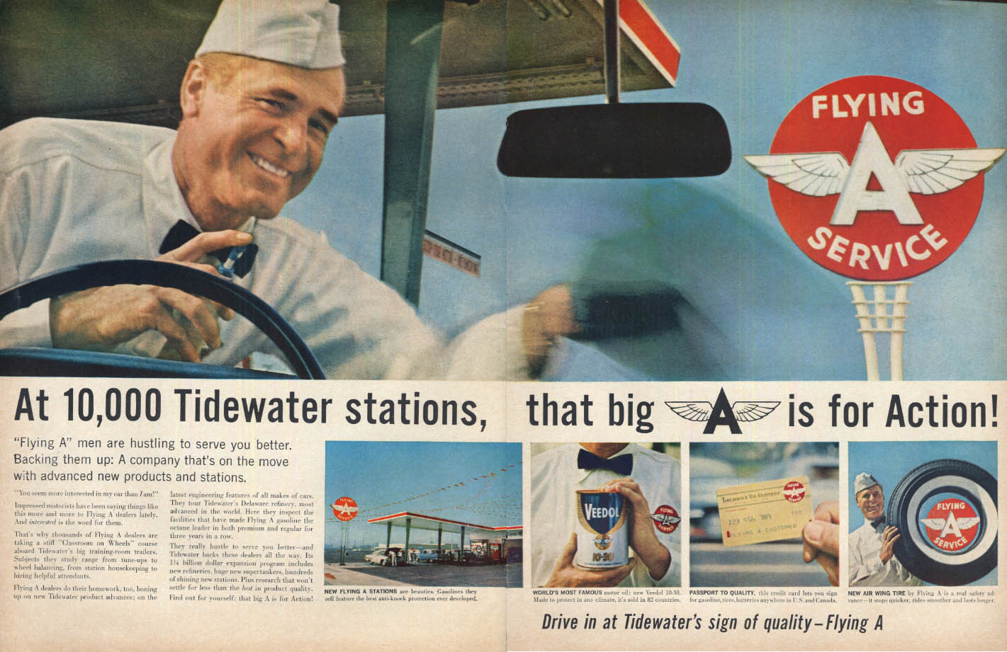 Image for At 10,000 Flying A Gas Stations the A is for Action! Ad 1961 LK