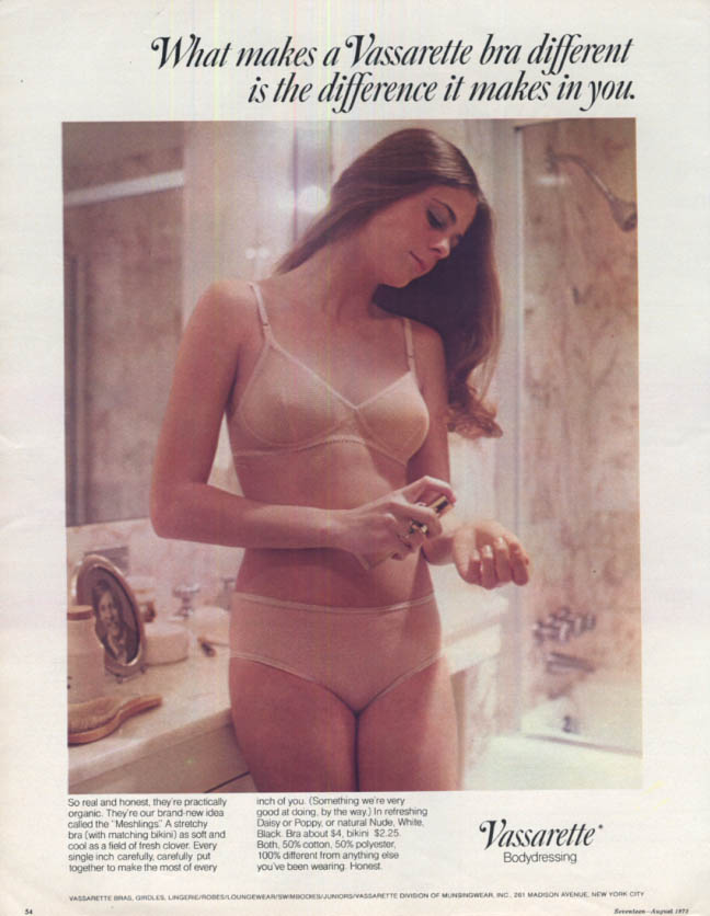 What makes a Vassarette bra different makes a difference in you panties ad  1973