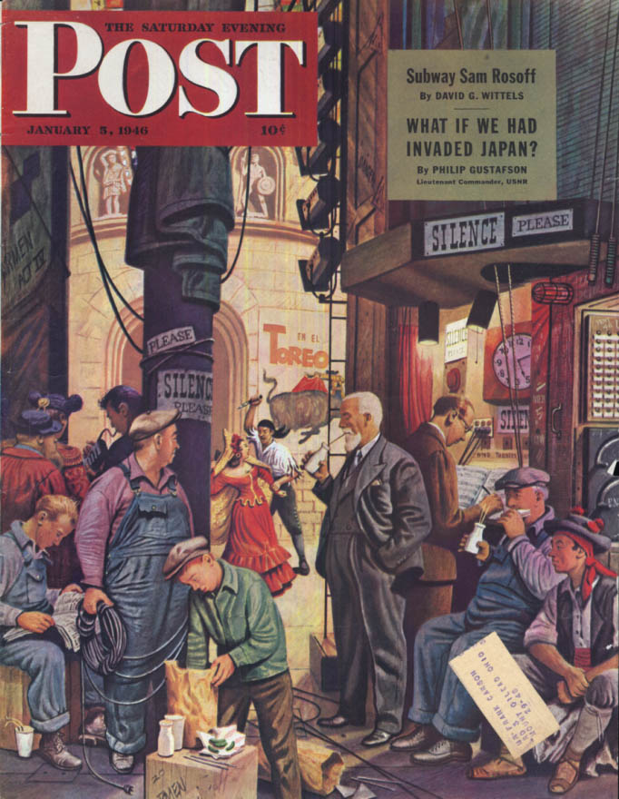 Image for SATURDAY EVENING POST COVER 1/5 1946 backstage at theatre by John Falter