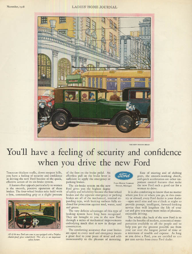 Image for A feeling of security & confidence Ford Model A Fordor Sedan ad 1929 LHJ