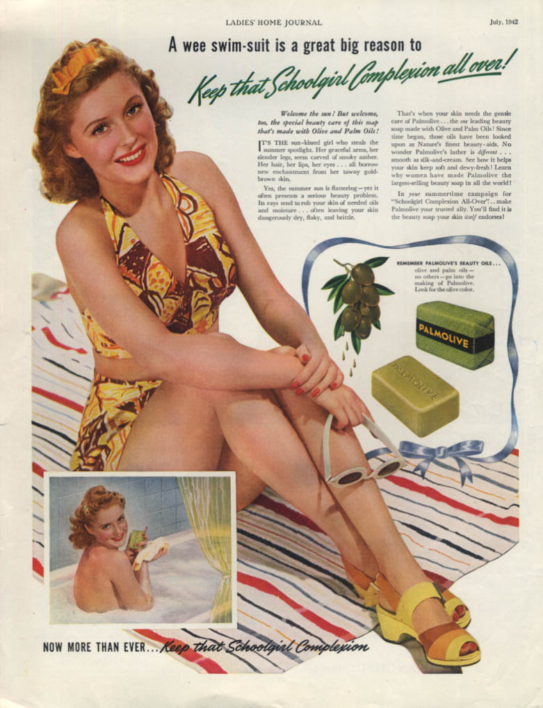 Image for A wee swimsuit a big reason to Keep that Schoolgirl Complexion Palmolive ad 1942