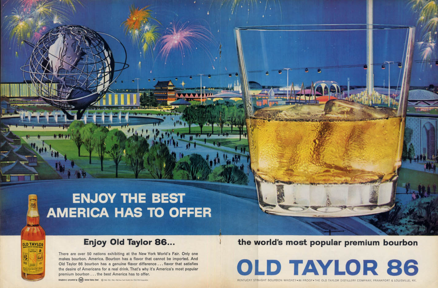 Image for Enjoy the Best America Has: Old Taylor 86 Bourbon: NY World's Fair ad 1964 L