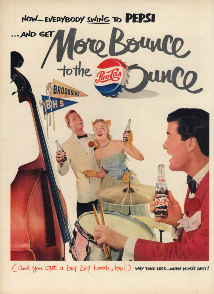 Image for Everybody swing More Bounce to the Ounce Pepsi-Cola ad 1951 high school hop