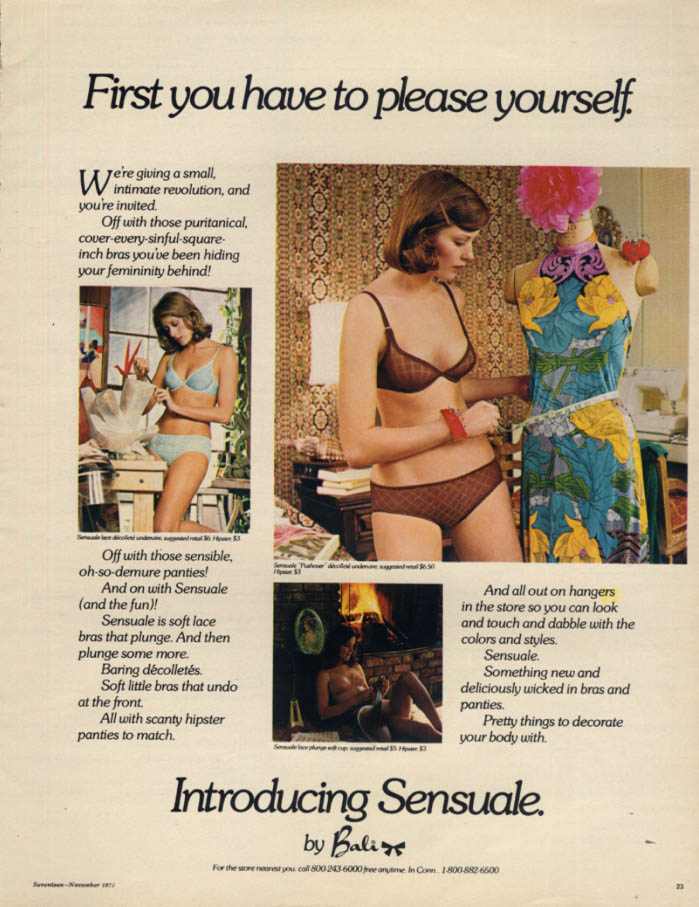 First you have to please yourself Bali Sensuale bra & panties ad 1973