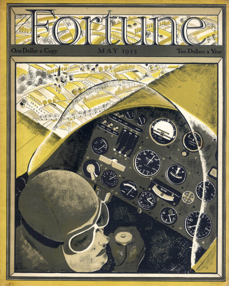 Image for FORTUNE COVER 5 1933: Solo pilot's view of cockpit by Roger Duvoisin