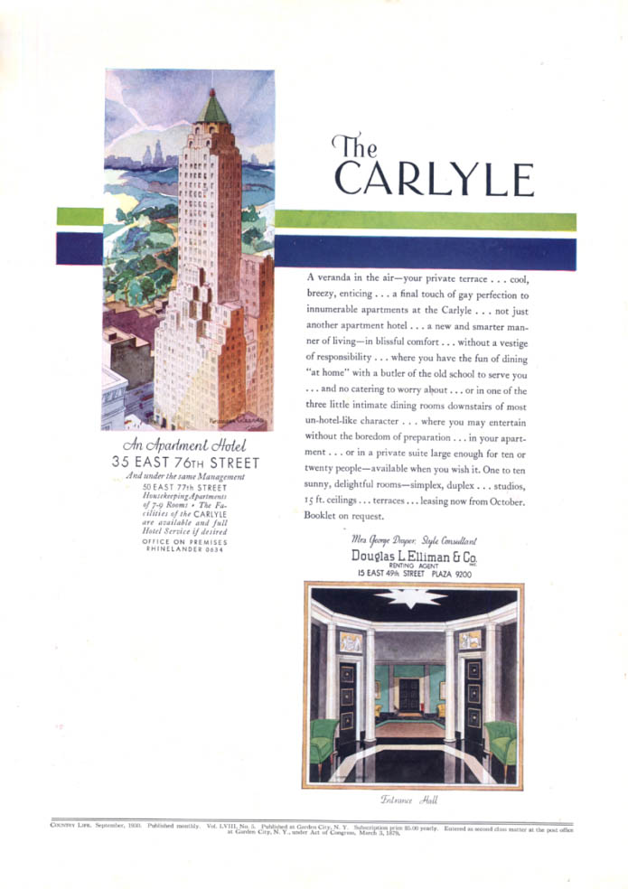Image for A veranda in the air your private terrace The Carlisle Apartment Hotel ad 1930