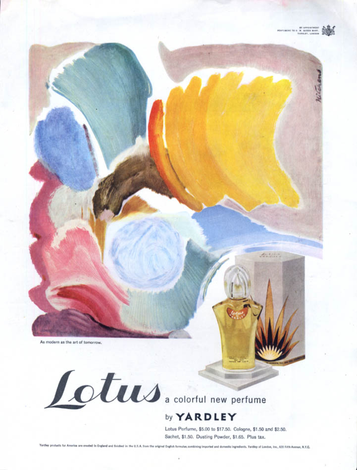 Image for As modern as the art of tomorrow Lotus Perfume ad 1949 Hitchens illustrator
