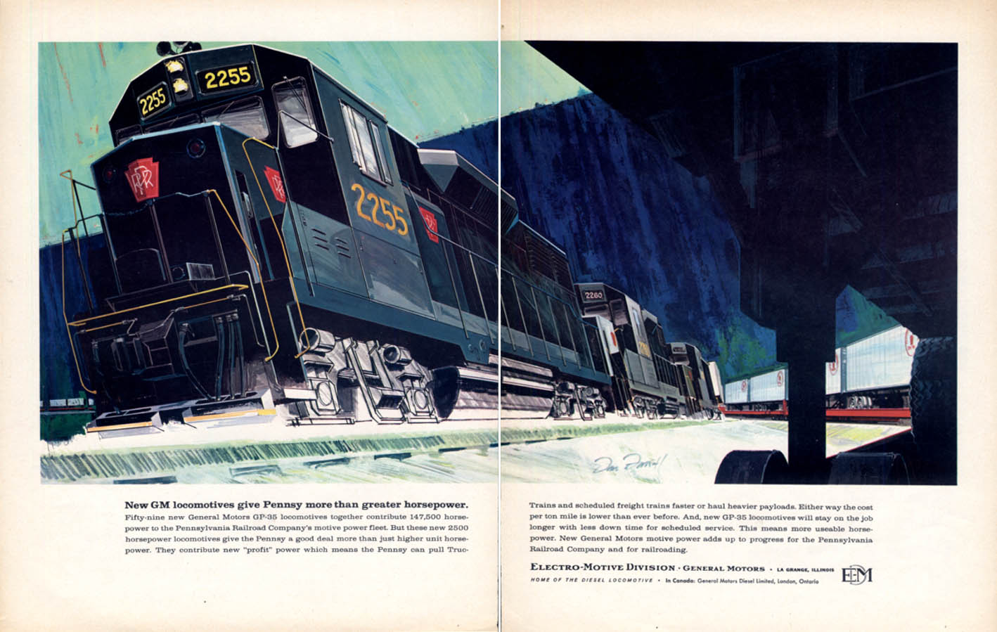 Image for 2500 HP EMD GP-35 locomotives for Pennsylvania Railroad ad 1964 F