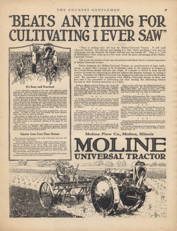 Image for Beats Anything Moline-Universal Tractor / Federal Farm Truck ad 1919