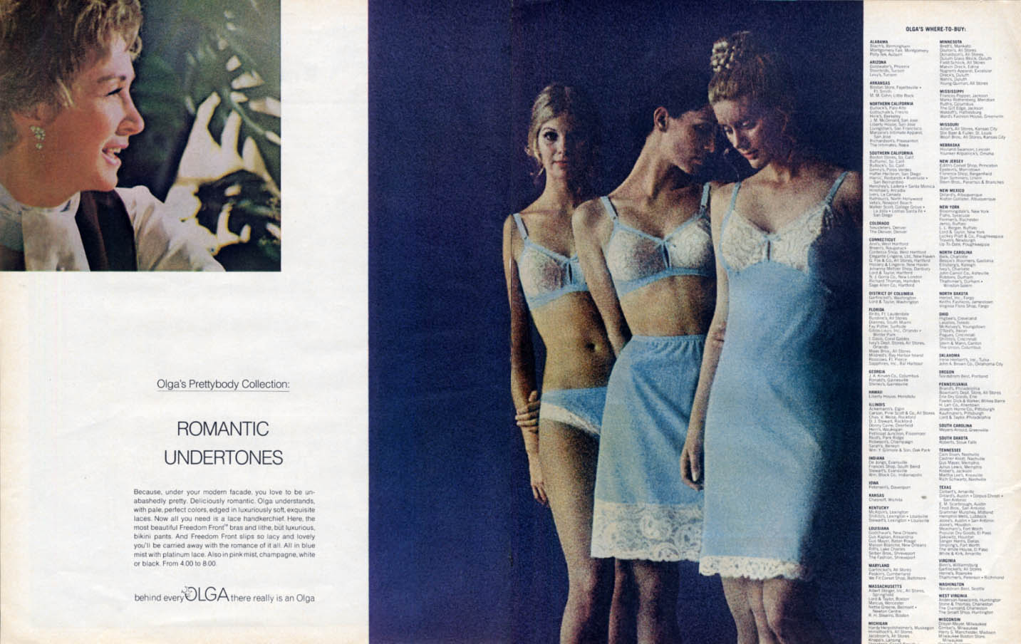 Romantic Undertones: Olga's Prettybody bra panties slip collection ad 1972  LHJ