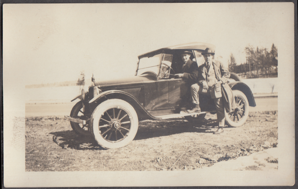 Image for 1920 +/- Hupmobile Roadster driver & friend RPPC photograph