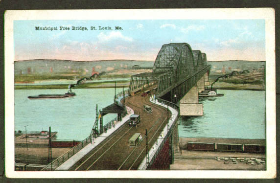 Municipal Free Bridge St Louis MO Postcard